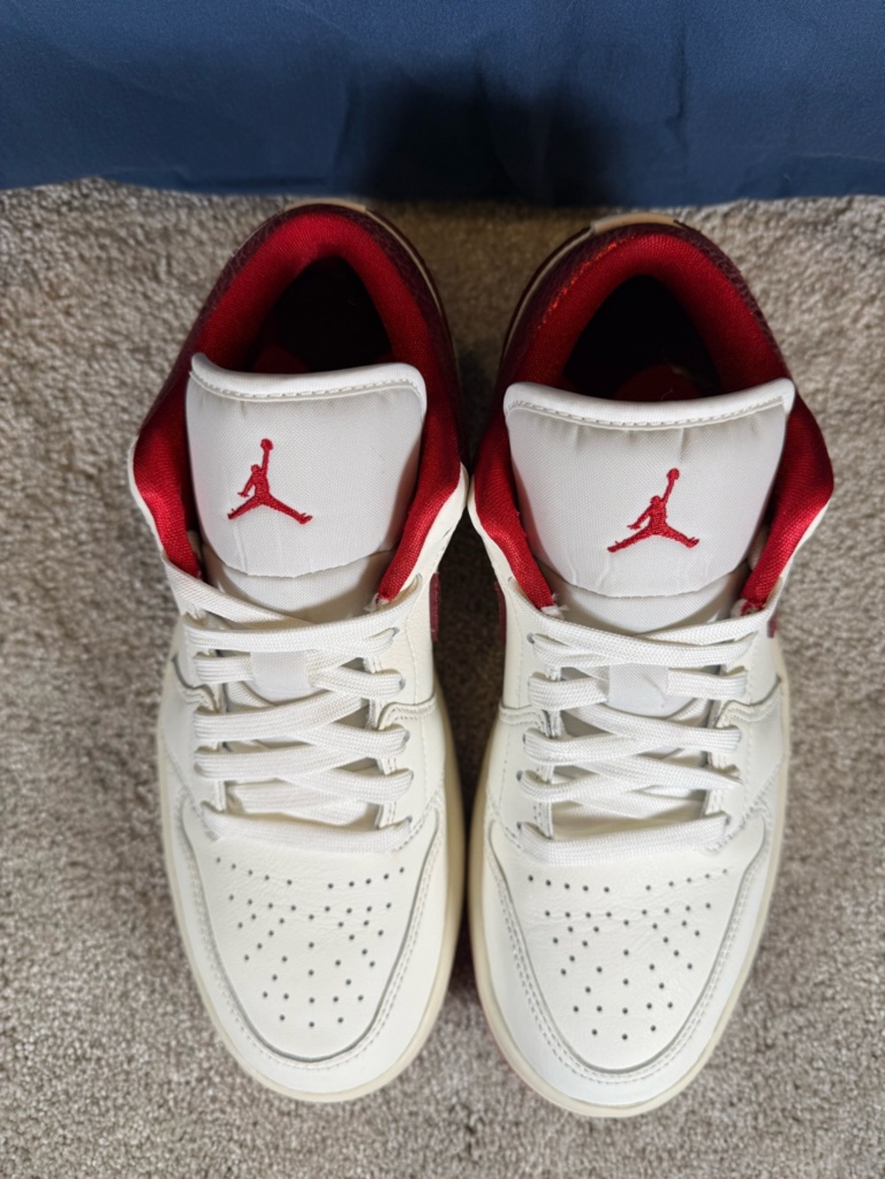 Nike Air Jordan 1 Low Women’s 8.5 White Red Metallic Swoosh HJ9338-106 Sneakers - Picture 3 of 8